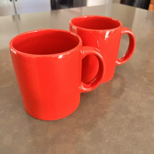Vintage Waechtersbach Solid Red Coffee Mugs Made In Germany Set Of 2 Cups