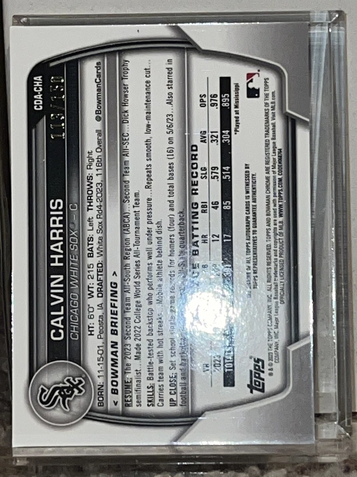 2023 Bowman Draft Calvin Harris 1st Auto Blue Wave /150 - Image 2 of 2