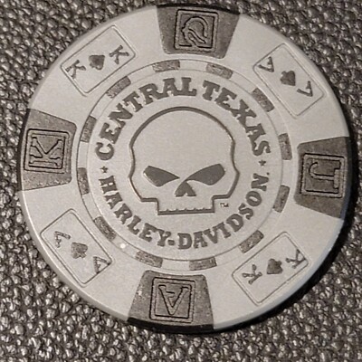 CENTRAL TEXAS HD ~ TEXAS ~ (Gray AKQJ design2) Harley Davidson Poker Chip