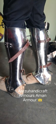 Greaves anatómicas formas reales, protección completa correas históricas precisas - Imagen 6 de 12