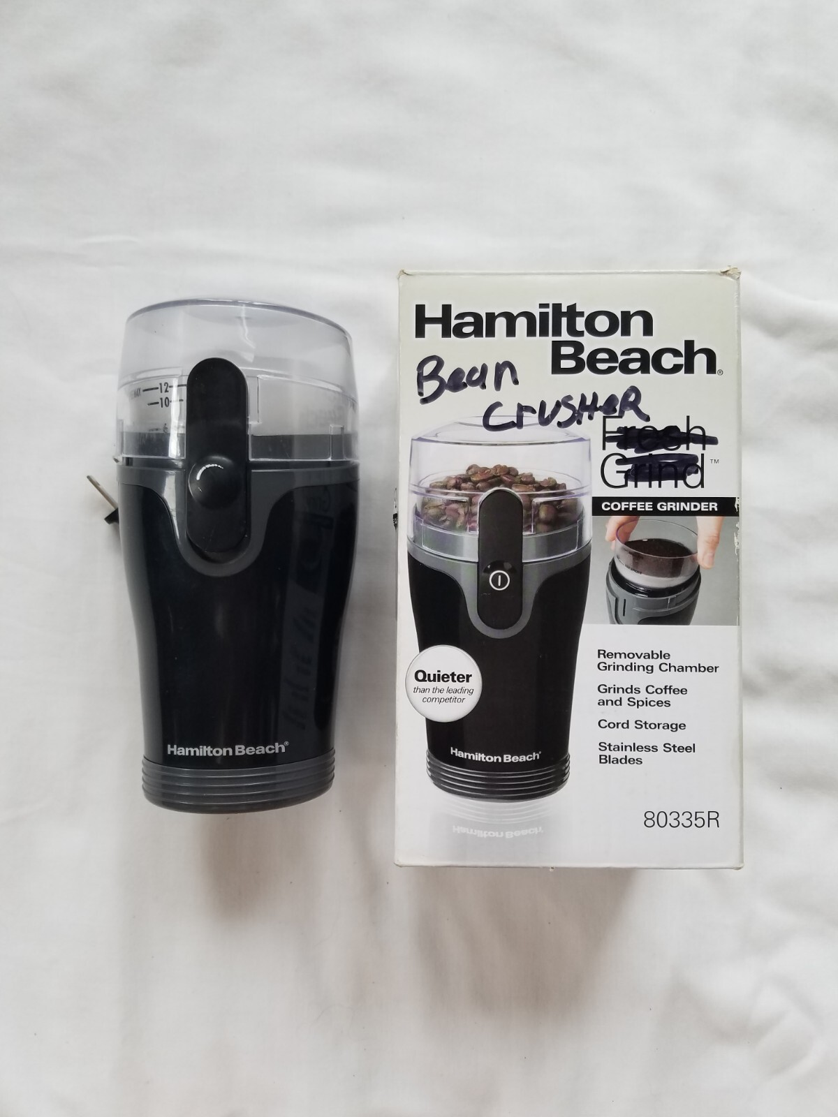 Hamilton Beach Fresh Grind Coffee/Spice Grinder Model 80335 Black 4.5