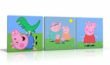 PEPPA PIG  - 3 X CANVAS PICTURES , WALL ART  DECORATION  , AVAILABLE IN 4 SIZES 