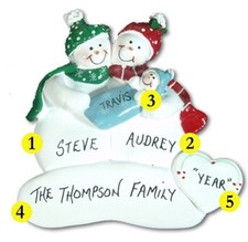 Personalized Snowman Couple w/ Baby Christmas Ornament