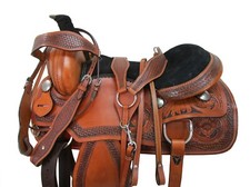 WESTERN GAITED HORSE SADDLE TRAIL PLEASURE USED LEATHER TACK SET 15 16 17 18