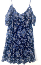 Abercrombie & Fitch Dress Womens sz L Blue Floral Chiffon
