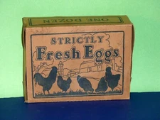 Antique Strictly Fresh Eggs Empty Container Pretend Play Toy 1920-1930 Cardboard