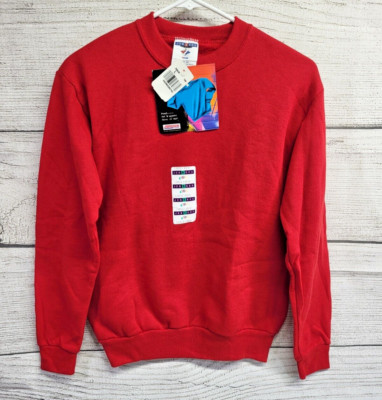 Vintage 90's Jerzees Kids Blank Crewneck Sweatshirt Youth Large Red NOS