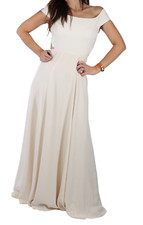 REFORMATION White Off Shoulder Open Back Wedding Maxi Gown Dress Size 6