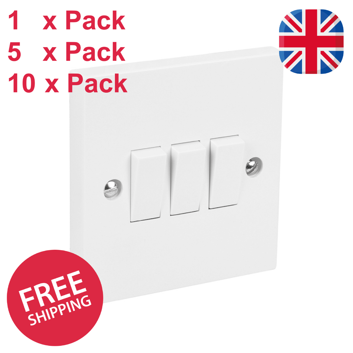 Gang 2way White Light Switch 10Amp Two Gang Double Wall Switch