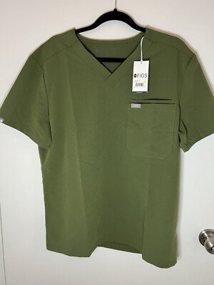 NWT FIGS Leon Three-Pocket Scrub Top Green V-Neck Size XL