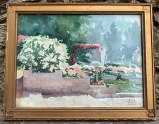 Louis Edouard TOULET (1892-1967) Impressionist Landscape Paris Pergola France