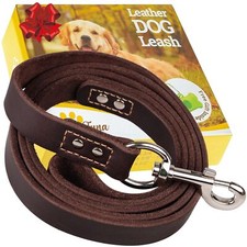 Leather Dog Leash 6 ft x 3/4 inch - Soft and Strong Leather Leash for Large a...
