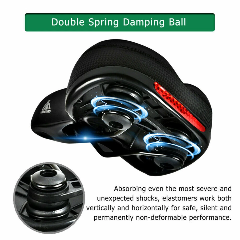 Comfort Wide Bike Seat Cushion Soft Padded Mountain Cruiser Road Bicycle Saddle - Image 3 of 4