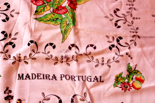 50W x 70L Madeira Portugal Awesome Vintage Tablecloth. Colorful pictures on Whit - Picture 4 of 8