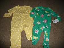 NEW NWT Carters girls 3 months pretty yellow and green floral sleepers