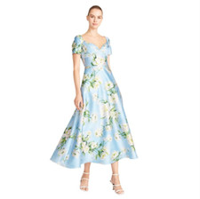 NWT THEIA Couture - Anisa Tea/Midi Length Mikado Dress in Chantilly Rose - 2