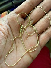 14K Solid Yellow Gold Lobster Clasp Round Cut Snake Chain Necklace 0.8mm 16"-24"