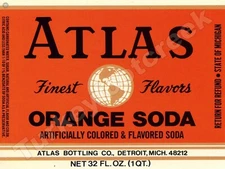 Atlas Orange Soda Label 9" x 12" Metal Sign