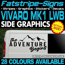 to fit VAUXHALL VIVARO LWB ADVENTURE BEGINS GRAPHICS STICKERS DECALS CAMPER VAN