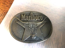 Men's Brass Philip Morris Marlboro Tobacco Belt Buckle-EC