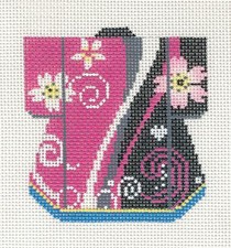 Petite Japanese Kimono w/ Blossoms handpainted Needlepoint Canvas Ornament  LEE