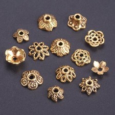 50PCS Antique Gold 7 10mm Loose Metal Spacer Beads Bead Caps for DIY Jewelry