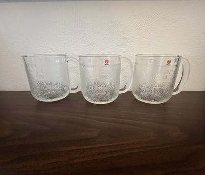 Three Iittala Krouvi 50cl Beer Mugs Oiva Toikka Nuutajarvi Finland Vintage 1973