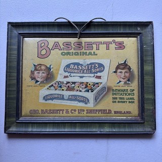 Vintage Bassetts Liquorice Allsorts Tin Advertising Sign Lid 1930s Sheffield