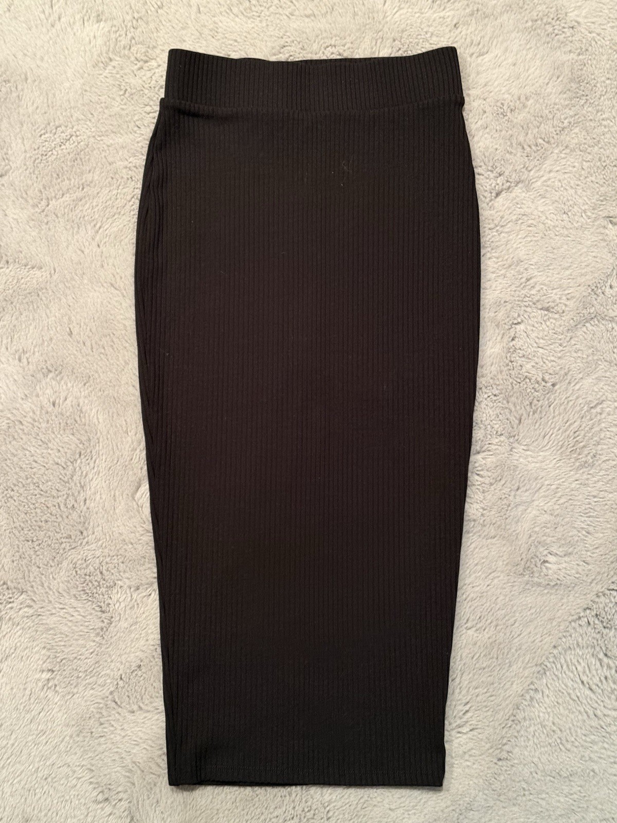 Bar III Ribbed Knit Midi Pencil Skirt Black Stretch XS Women