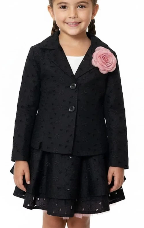 Zoe Ltd Girls Formal Floral Eyelet Lace Blazer & Skirt Set (Size: 7) NWT