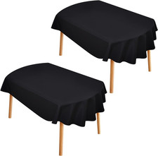 2 Pack 60X84 Inch Oval Tablecloth, Washable and Reusable Polyester Fabric Table
