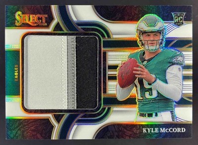 2025 Panini Select Kyle McCord RC Swatch White Prizm /99 #JRSW-KMD RC Eagles