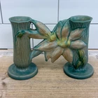 New ListingRoseville Clematis Double Bud Vase 194-5 USA Art Pottery 1940s