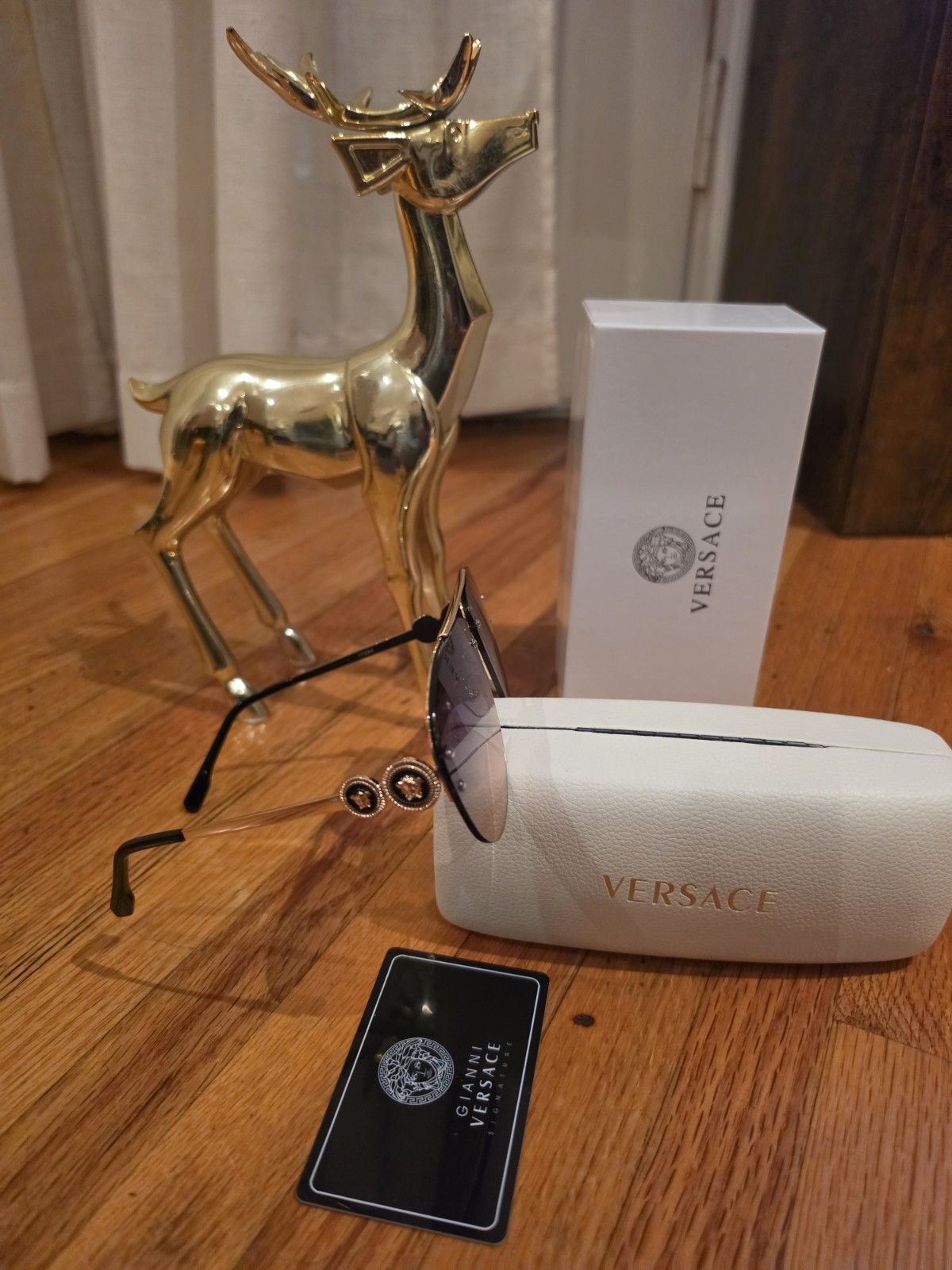 Versace Men’s Rimless Sunglasses Gold Metal Frame Purple Gradient ...