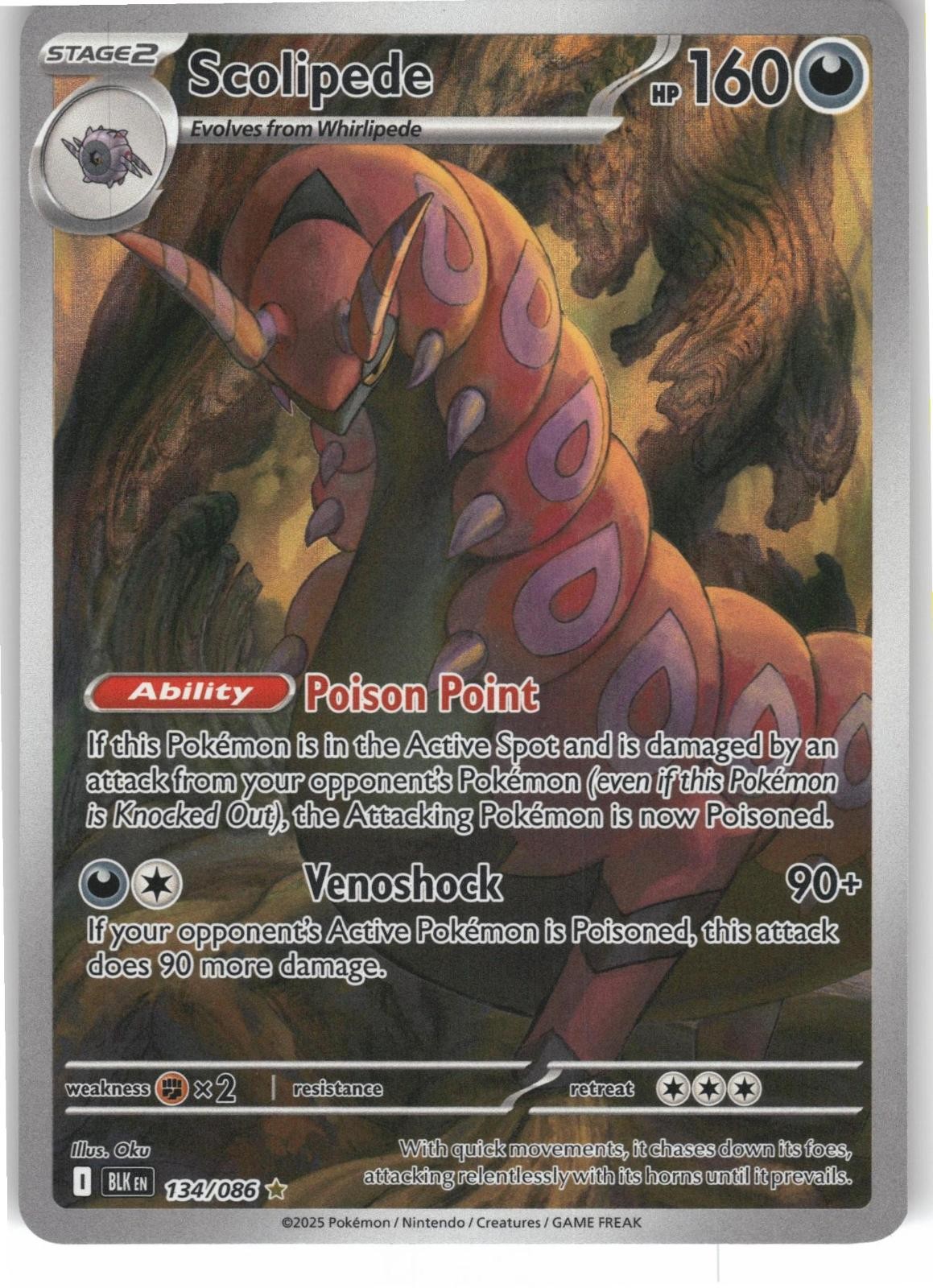 Scolipede 134/086 Holo Illustration Rare Black Bolt Pokemon Near Mint