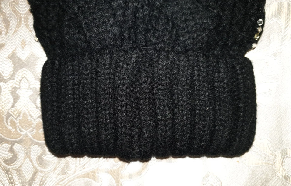 Wintermütze Schwarz mit Strasssteine in Zopfmuster schön Dick u W.arm.Neu. - Bild 4 von 4