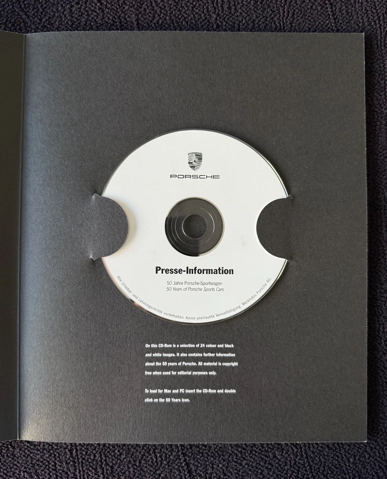 Porsche 1998 50 años autos deportivos kit de prensa multimedia foto CD folleto deportes de motor Foto 2 de 4