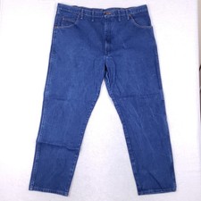 Wrangler Mens Jeans 44 x 32 Cowboy Cut Straight Leg Blue Denim Workwear Western