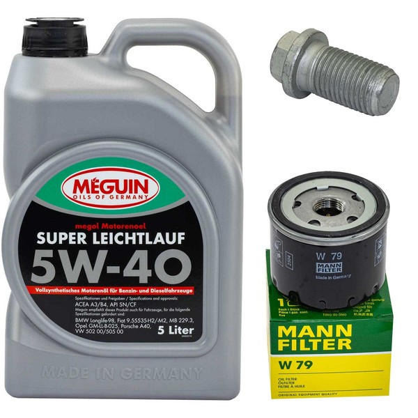 MotoröL Filter Set Meguin 5W-40 5 Liter + Schraube FüR Opel Movano 1.9 Dti X70-image