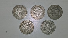 5 x Sixpence King George V 1928 British Silver Coins