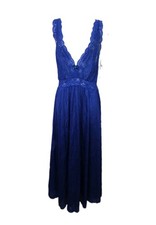 VTG NEW 3X Shadowline Nylon FULL SWEEP Nightgown Lace Bodice Marine Blue