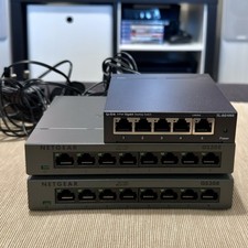 Trio of Gigabit Ethernet Switches with Power Adapters, total 21 ports