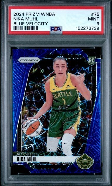 2024 Panini Prizm WNBA - Nika Muhl #75 Blue Velocity Prizm (RC) PSA 9
