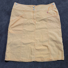Oilily Women's SZ 44 Skirt Mid Length Orange Embroidered Button Detail Y2K Linen