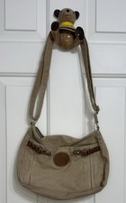 VTG 80s 90s Lizwear Liz Claiborne Tan Denim Leather Accents Crossbody Bag Purse