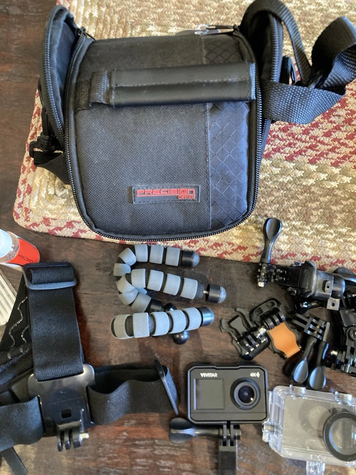 VIVITAR DVR922 4K DUAL-SCREEN ACTION CAMERA BLACK + GOPRO CASE + ACCESSORIES/BAG - Image 2 of 4