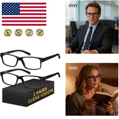 Elegant Lightweight +2.0 Reading Glasses with Spring Hinges - Unisex Design
