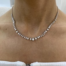 14K White Gold Chain Necklace 4.5ct Round Lab-Created Diamond F/VS Gift for Her