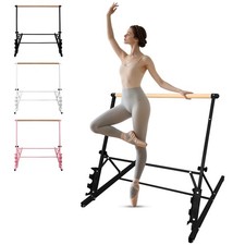 3.5FT Black Solid Wood Ballet Barre Adjustabl...