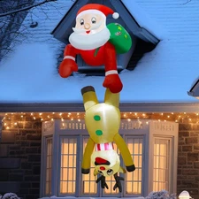 DR.DUDU 7 FT Christmas Inflatable Outdoor Decorations Blow Up Santa Claus wit...
